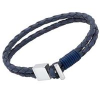 pulsera de cuero cierre de acero inoxidable azul