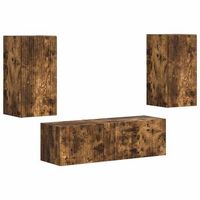 conjunto de mueble para tv de pared 4 uds  mueble de salon  gabinete de tv roble ahumado