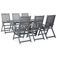 set de comedor de jardin 7 piezas madera maciza de acacia gris vidaxl