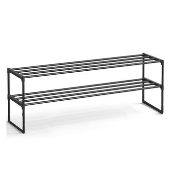 Zapatero De Varillas De Metal, Negro / 2 Niveles (30 x 117 x 34 cm )