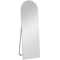 homcom espejo de pie cuerpo entero arqueado 150x50 cm independiente apoyado y de pared sin marco dorado