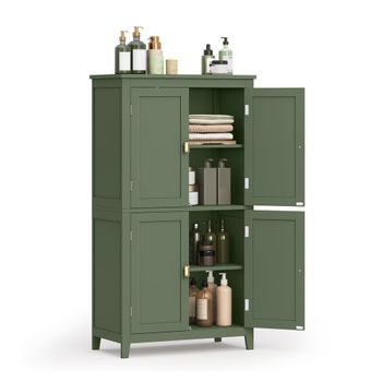 Mueble de Baño con 4 Puertas Blanco, Verde Bosque