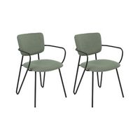 conjunto de 2 sillas verde oscuro negro poliester respaldo curvo sin reposabrazos elko