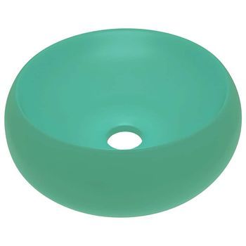 Lavabo De Lujo Redondo Cerámica Verde Claro Mate 40x15 Cm Vidaxl