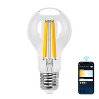 aigostar bombilla vintage inteligente e27 led bombilla alexa 6w 850lm bombilla edison wifi a60 bombilla filamento regulable 2700k-6500k compatible con alexagoogle home transparente 1 pack