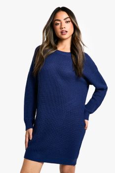 Vestido Jersey Básico Con Cuello De Caja, Navy
