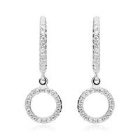 pendientes de aro de plata 925 con colgantes circulares y circonitas