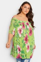 yours top verde floral con hombros descubiertos  mujer curvy y tallas grandes yours