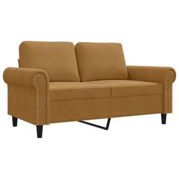 Sofá De 2 Plazas Terciopelo Marrón 120 Cm