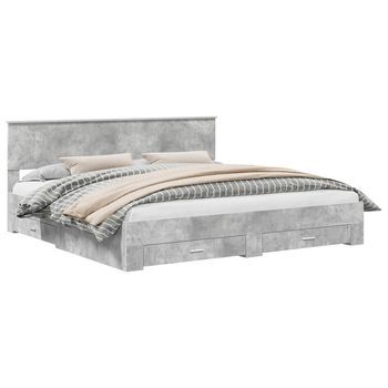 Estructura De Cama Con Cajón Gris Hormigón 200 X 200 Cm Vidaxl
