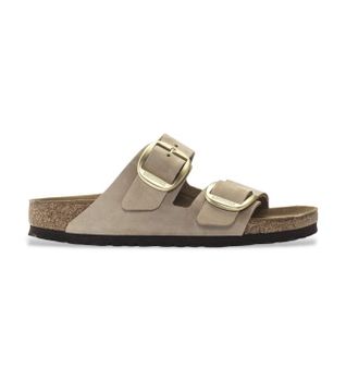 Birkenstock para mujer. 1024064 Sandalias de Piel Arizona Big Buckle (Ajuste Estrecho) beige (37), Plano, Nobuck, Ninguno, Casual