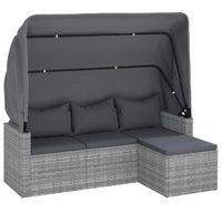 sofa jardin 3 plazas  sofa de exterior con toldo y taburete ratan sintetico gris