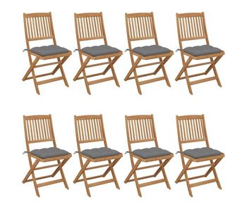 Sillas de jardin plegables 8 unidades y cojines madera maciza acacia