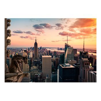Papel Pintado 3d - Nueva York: Rascacielos Y Puesta Del Sol (400x280 Cm)