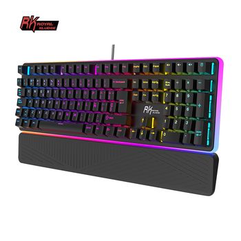 Teclado mecánico con cable RK ROYAL KLUDGE RK918, teclado para juegos retroiluminado 100% RGB de 108 teclas con lámpara lateral LED grande envolvente