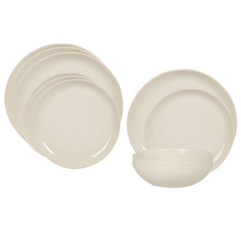 Vajilla de cerámica beige de 12 piezas