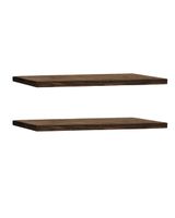 pack 2 estanterias de madera maciza flotante nogal 80x32cm