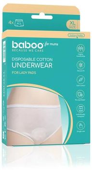 Baboo Braguitas Postparto Desechables 100% Algodón Talla XL 4 uds