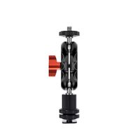 adaptador lanxire con doble cabeza de bola zapata fria y tornillo 14 mini brazo magico para camara monitor luz led microfono y flash