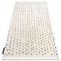 alfombra berber syla b752 puntos crema franjas bereber marroqui shagg 120x170 cm