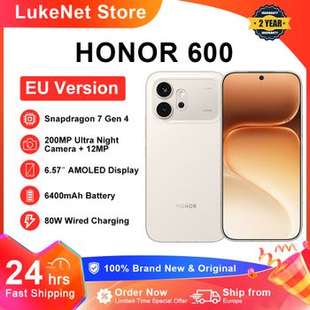 Teléfono Inteligente HONOR 600 5G Versión EU, Cámara Ultra Nocturna con IA de 200MP, 6400mAh, Snapdragon 7 Gen4, Botón IA, Pantalla AMOLED de 6.57'', Supercarga de 80W