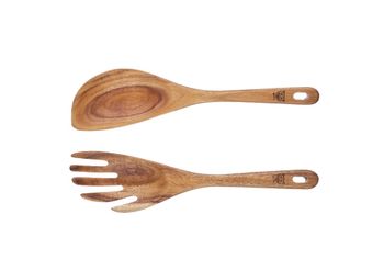 Cubiertos para ensalada de madera de acacia