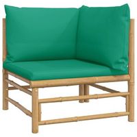 sofa esquinero de jardin bambu con cojines verde vidaxl
