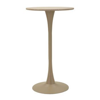 Mesa De Bar De Madera Y Metal Color Crema (ø 60 X 106 Cm)