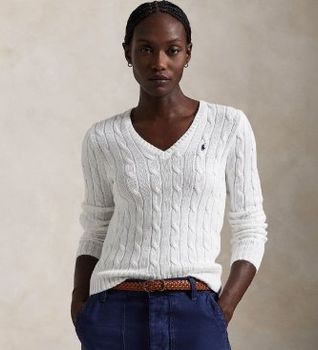 Polo Ralph Lauren para mujer. 211971870003 Jersey de algodón en punto de ochos blanco (L), Casual