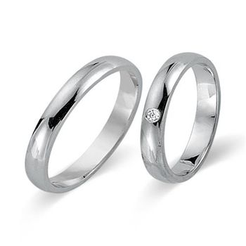 Alianzas 8 quilates oro blanco con diamante