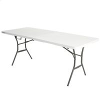 mesa plegable rectangular lifetime efecto granito 185x76x74 cm blanco
