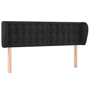 Cabecero Cama | Panel De Cabecera De Terciopelo Negro 147x23x78/88 Cm