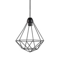 lampara de techo negro con pantalla abierta y forma geometrica