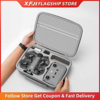 XFJI-Bolsa organizadora de viaje para Dron DJI NEO 2, accesorios, carcasa dura, Funda de cuero PU, compatible con RC-N3, bolsa protectora de hombro remota