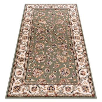 Alfombra De Lana Nain Ornamento, Marco 7338/51088 Verde / Beige 80x150 Cm