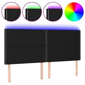 Cabecero Con Luces Led Tela Negro 200x5x118/128 Cm Vidaxl