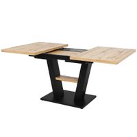 mesa de comedor extensible con patas en v mdf y metal 118-157x70x75 cm color natural