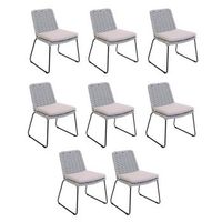 balero silla de jardin de mimbre gris claro - lote de 8
