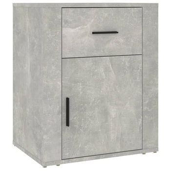 Mesita De Noche | Mesa Auxiliar | Mesilla Madera Contrachapada Gris Hormigón 50x36x60 Cm