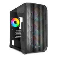 caja micro atx sharkoon mk3 rgb cristal templado 4 ventiladores usb-c negra