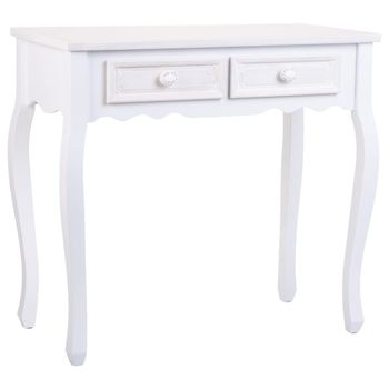 Recibidor-consola de madera de 2 cajones blanco 80x40x75