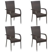 conjunto de muebles deconjunto comedor jardin 5 uds  mesa y sillas de ratan marron