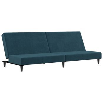 Sofá Cama | Sofá Convertible De 2 Plazas Terciopelo Azul