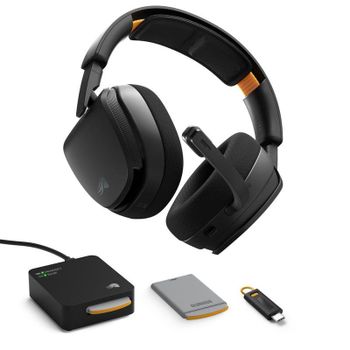 Auriculares Glorious Gaming GHS Wireless InfinitePlay inalámbricos Bluetooth con cancelación de ruido y micrófono negro