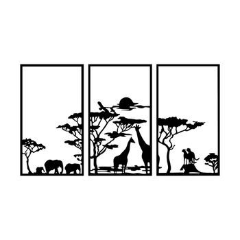 Decoración Pared De Metal Serengeti-316 Negro 40x69 Cm (3 Piezas)