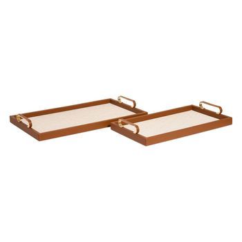 Lote De 2 Bandejas Rectangulares Para Whisky De Color Beige - Atmosphera Createur D'interieur