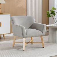 butaca de salon de terciopelo madera homcom 67x65x74 cm-gris claro