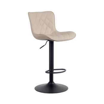 Taburete de bar regulable y giratorio en Simil cuero Crema