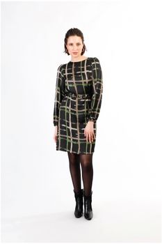 vestido recto estampado pistachio check s