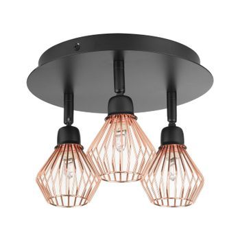 Aplique De Pared 3 Luces De Metal Negro Ajustable Industrial Volga M